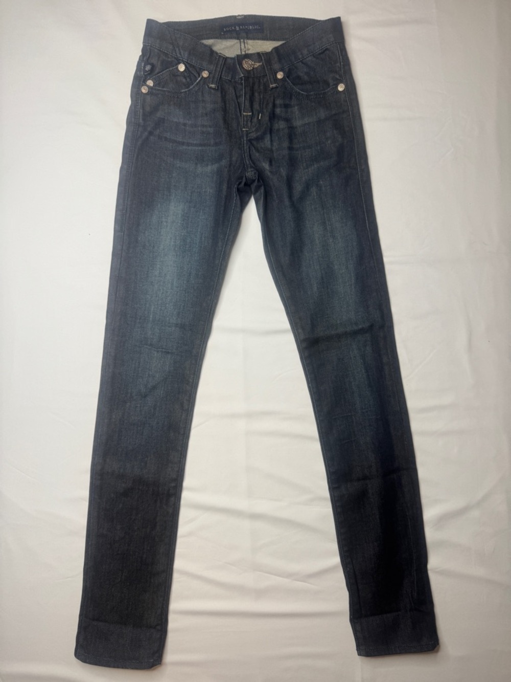 Rock & Republic Kasandra Skinny Jeans Size 0 Dark Wash Stretch Denim